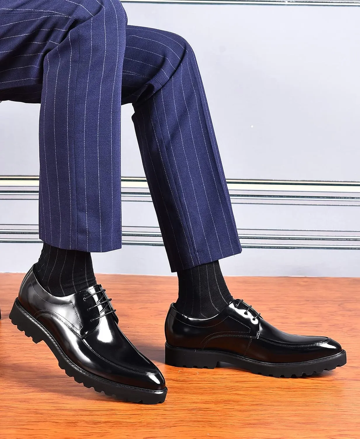Santimon Men's Wingtip Oxfords Formal Dress Leather Derby Business Prom Wedding Fashion Casual Walking Shoes for Men