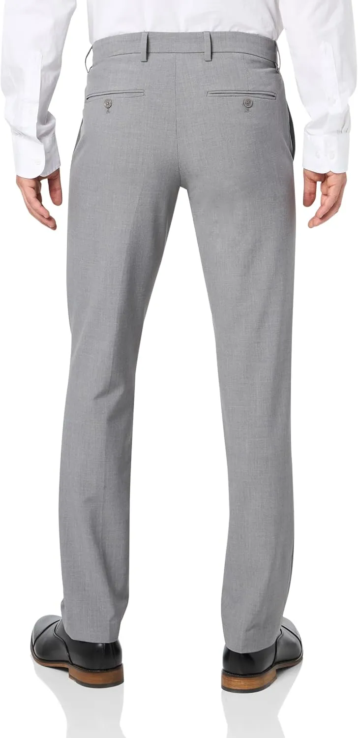 Savane Men's Slim Fit Flat Front Dress Pants with Comfort Waistband, 29"/30"/32" Inseams, 4-Way Stretch, Comfortable Slacks