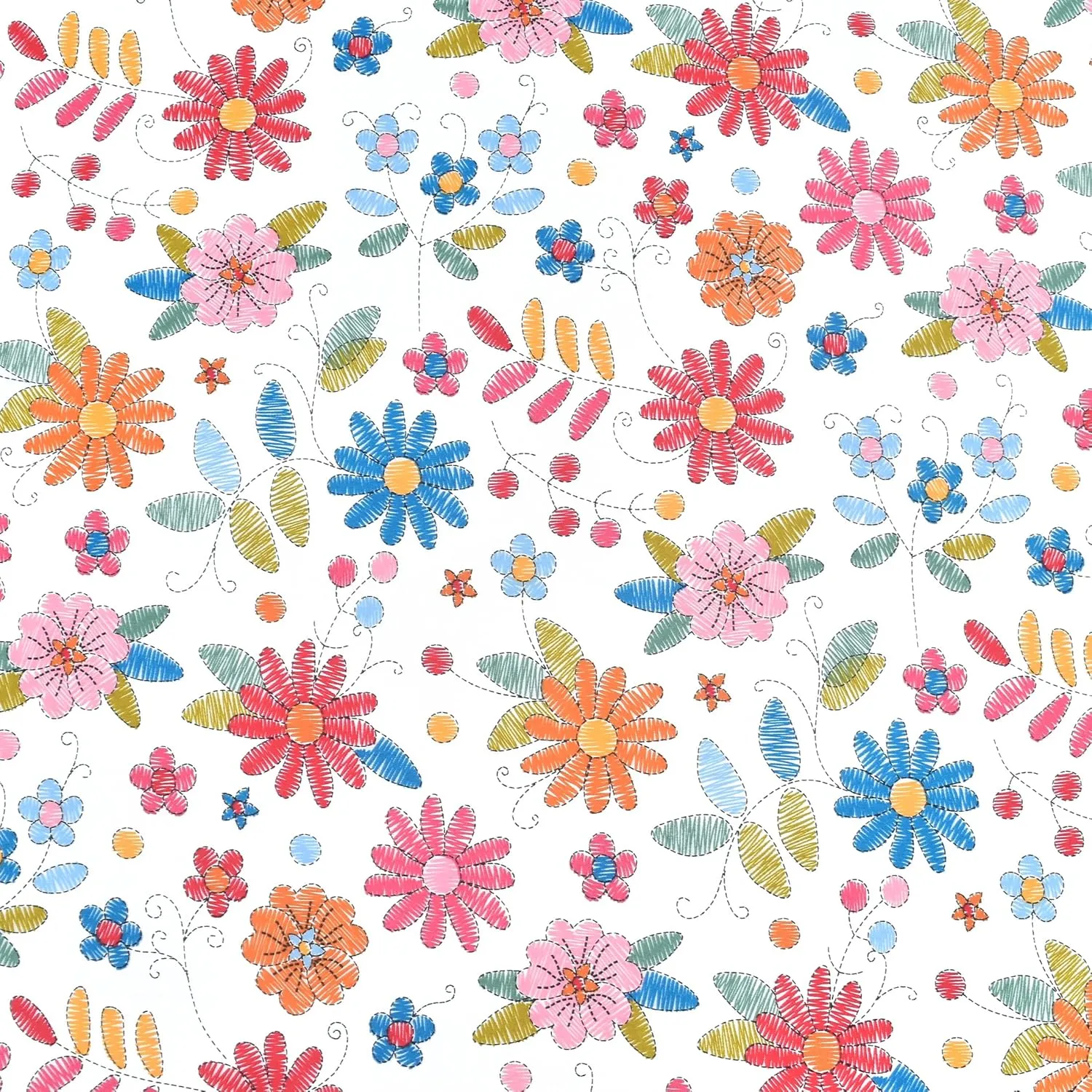 Scientific Sleep Cartoon Floral Flowers 100% Cotton 4 Pcs Full Bed Sheet Set Kids Toddler Teen, Flat Sheet & Fitted Sheet & Pillowcase Girls Bedding Set (Colorful Flower, Full)