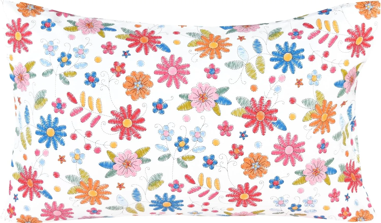 Scientific Sleep Cartoon Floral Flowers 100% Cotton 4 Pcs Full Bed Sheet Set Kids Toddler Teen, Flat Sheet & Fitted Sheet & Pillowcase Girls Bedding Set (Colorful Flower, Full)