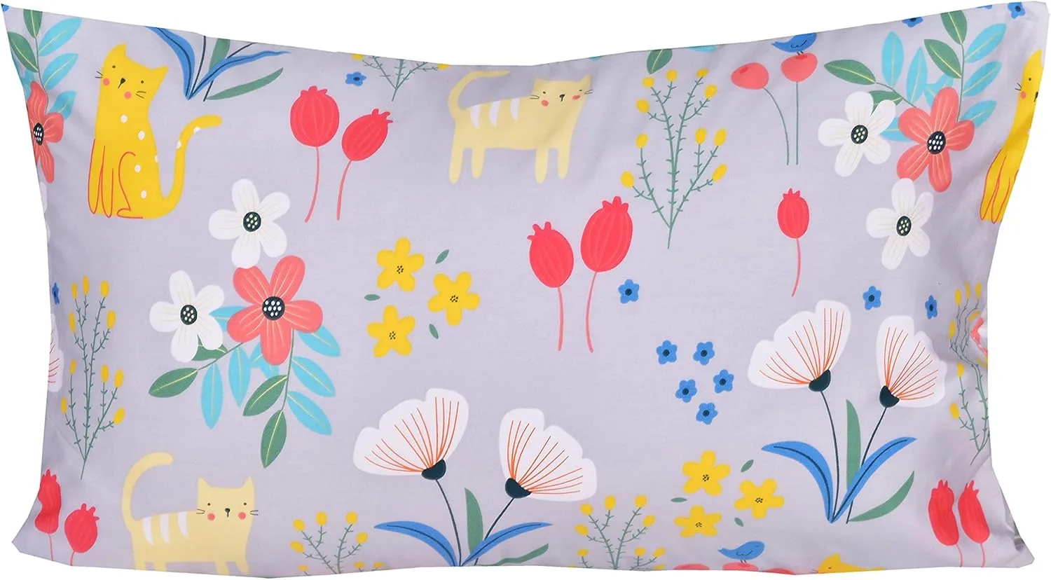 Scientific Sleep Kitty Cats Flowers Girls Kids Teen Girls 100% Cotton Twin Bed Sheet Set, Flat Sheet & Fitted Sheet & Pillowcase Bedding Set (Cats Flower, Full)