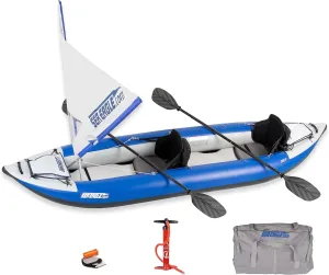 Sea Eagle 380X 12'6" Explorer Inflatable Kayak- Fishing, Touring, Camping, Exploring &White Watering-Self Bailing, Removable Skeg, Drop Stitch Floor