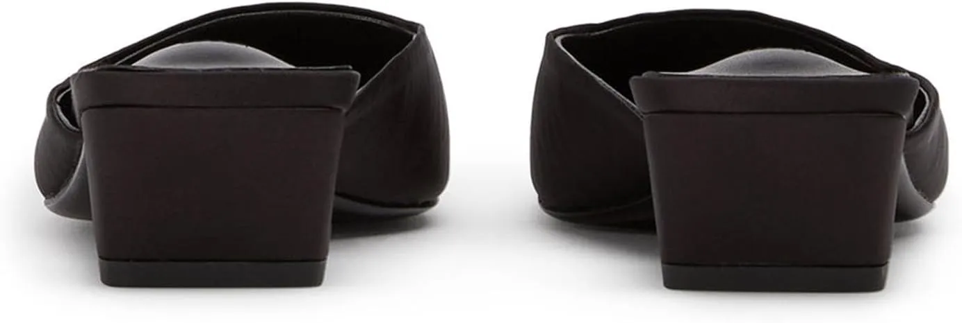 SHEMEE Women's Mules Block Kitten Heels Slip On Closed Square Toe Chunky Pumps Slides Backless Casual Dress Shoes