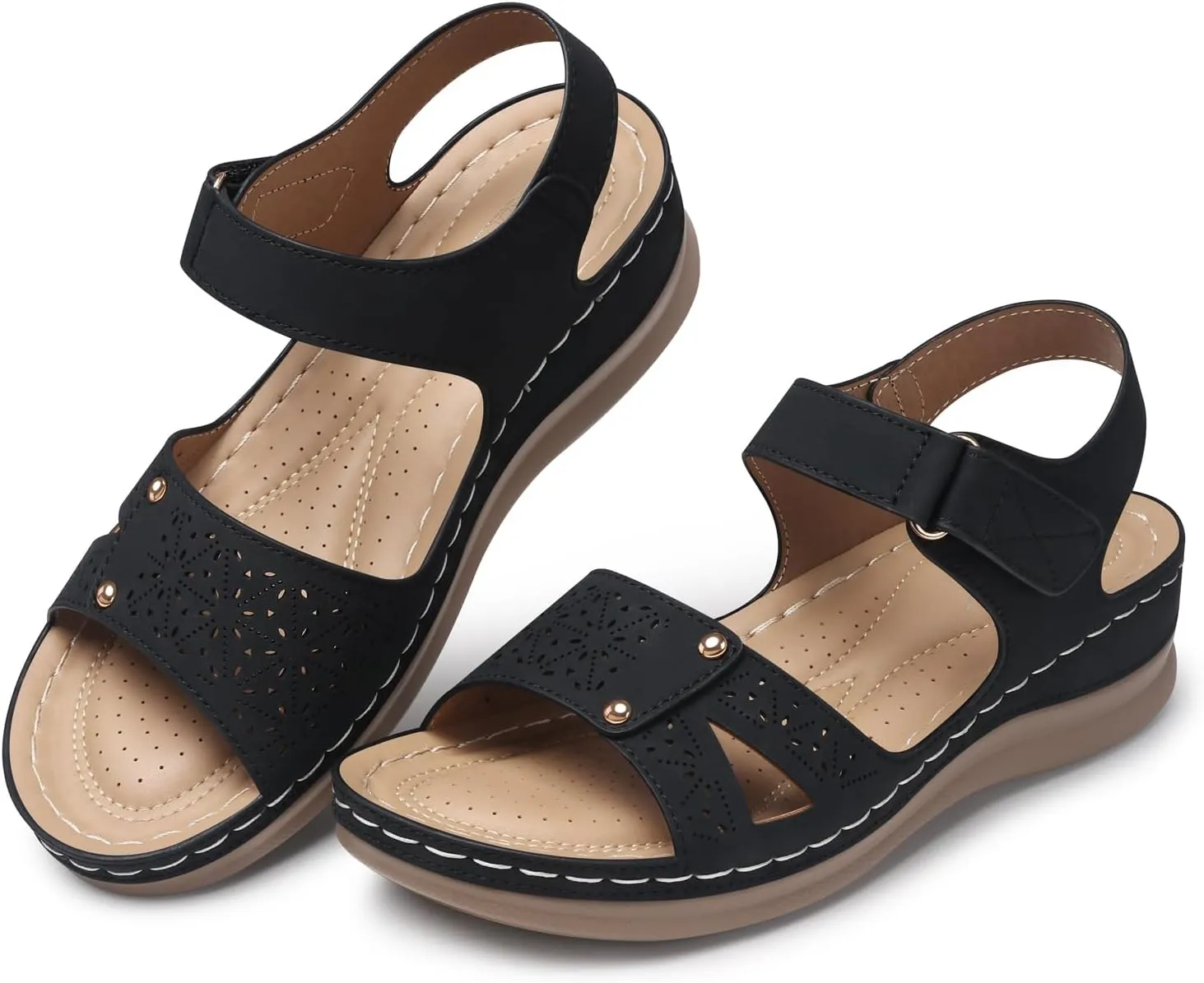 SHIBEVER Flat Sandals for Women Dressy: Comfortable Flats Sandals Women Open Toe Ankle Strap Walking Shoes Summer