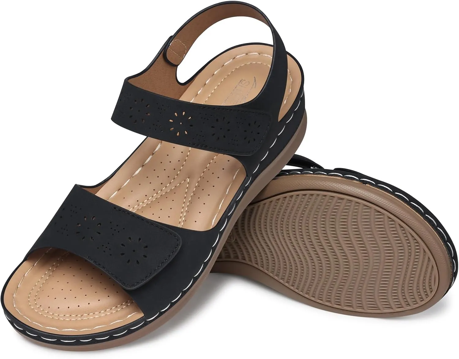 SHIBEVER Flat Sandals for Women Dressy: Comfortable Flats Sandals Women Open Toe Ankle Strap Walking Shoes Summer