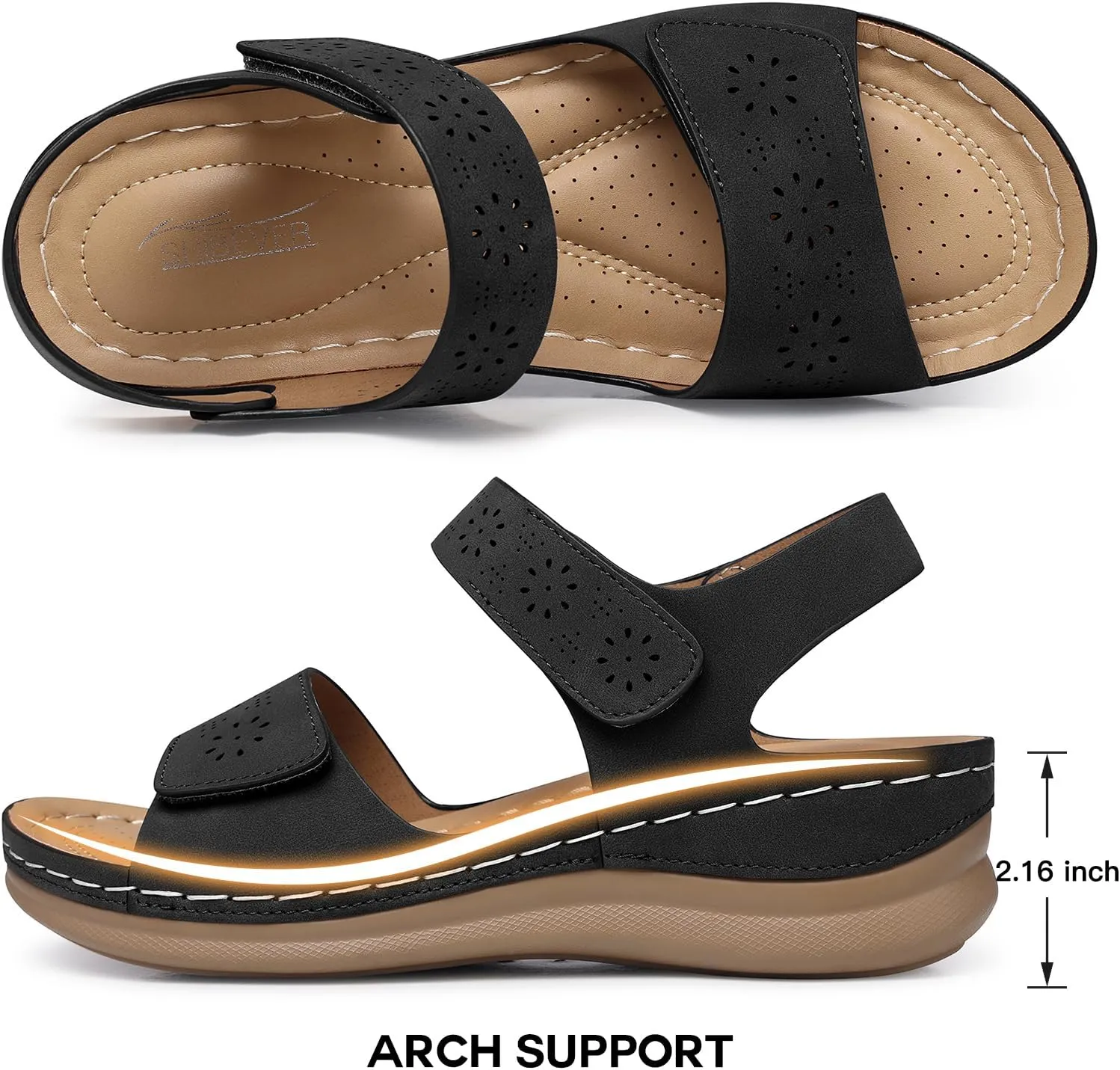 SHIBEVER Flat Sandals for Women Dressy: Comfortable Flats Sandals Women Open Toe Ankle Strap Walking Shoes Summer