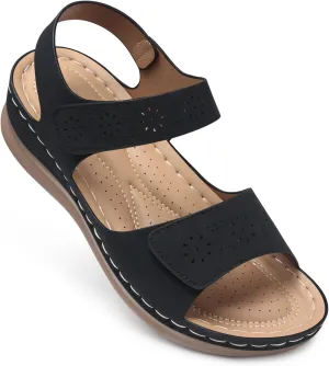 SHIBEVER Flat Sandals for Women Dressy: Comfortable Flats Sandals Women Open Toe Ankle Strap Walking Shoes Summer