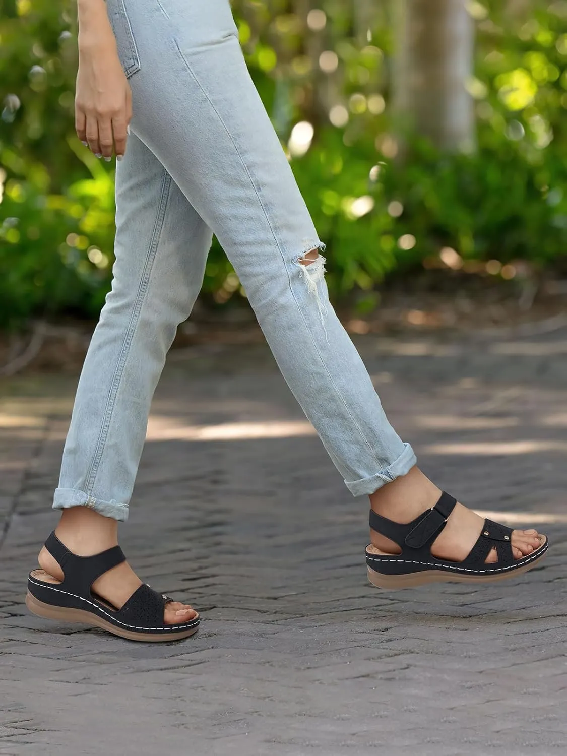 SHIBEVER Flat Sandals for Women Dressy: Comfortable Flats Sandals Women Open Toe Ankle Strap Walking Shoes Summer