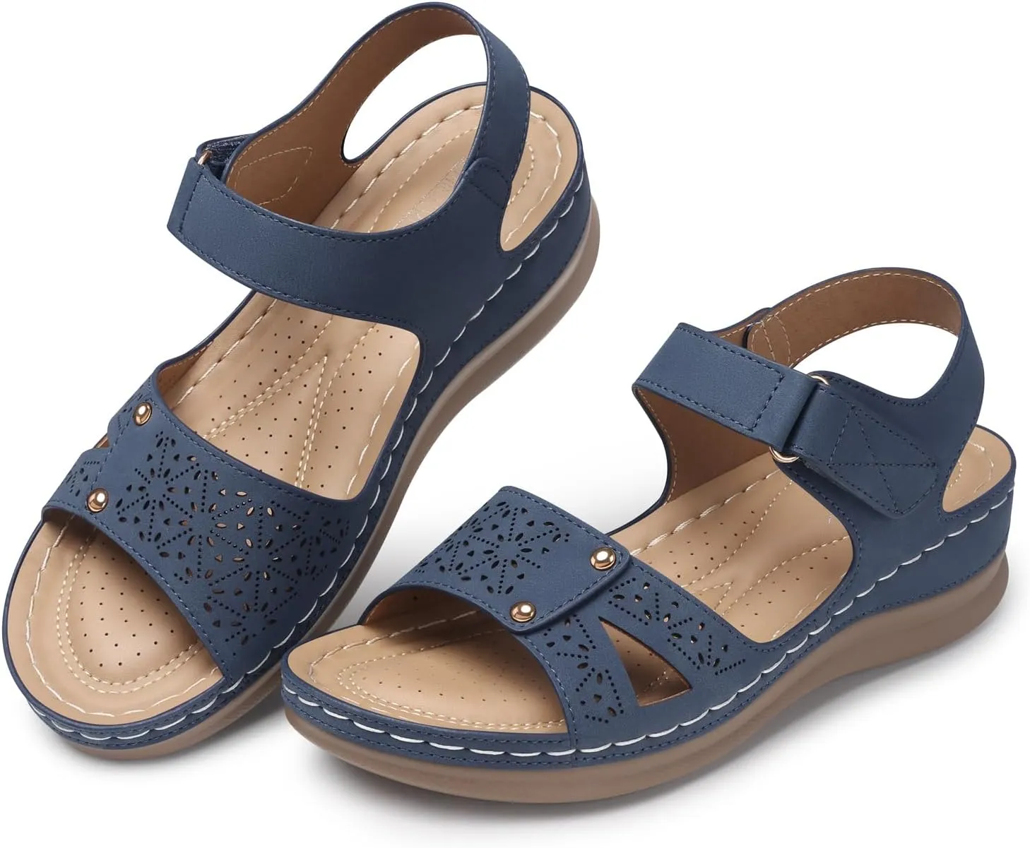 SHIBEVER Flat Sandals for Women Dressy: Comfortable Flats Sandals Women Open Toe Ankle Strap Walking Shoes Summer