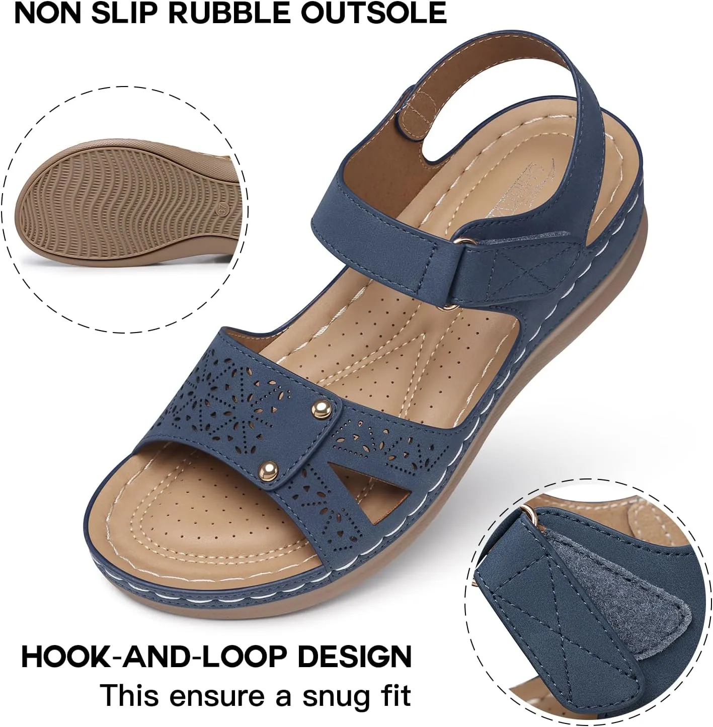 SHIBEVER Flat Sandals for Women Dressy: Comfortable Flats Sandals Women Open Toe Ankle Strap Walking Shoes Summer