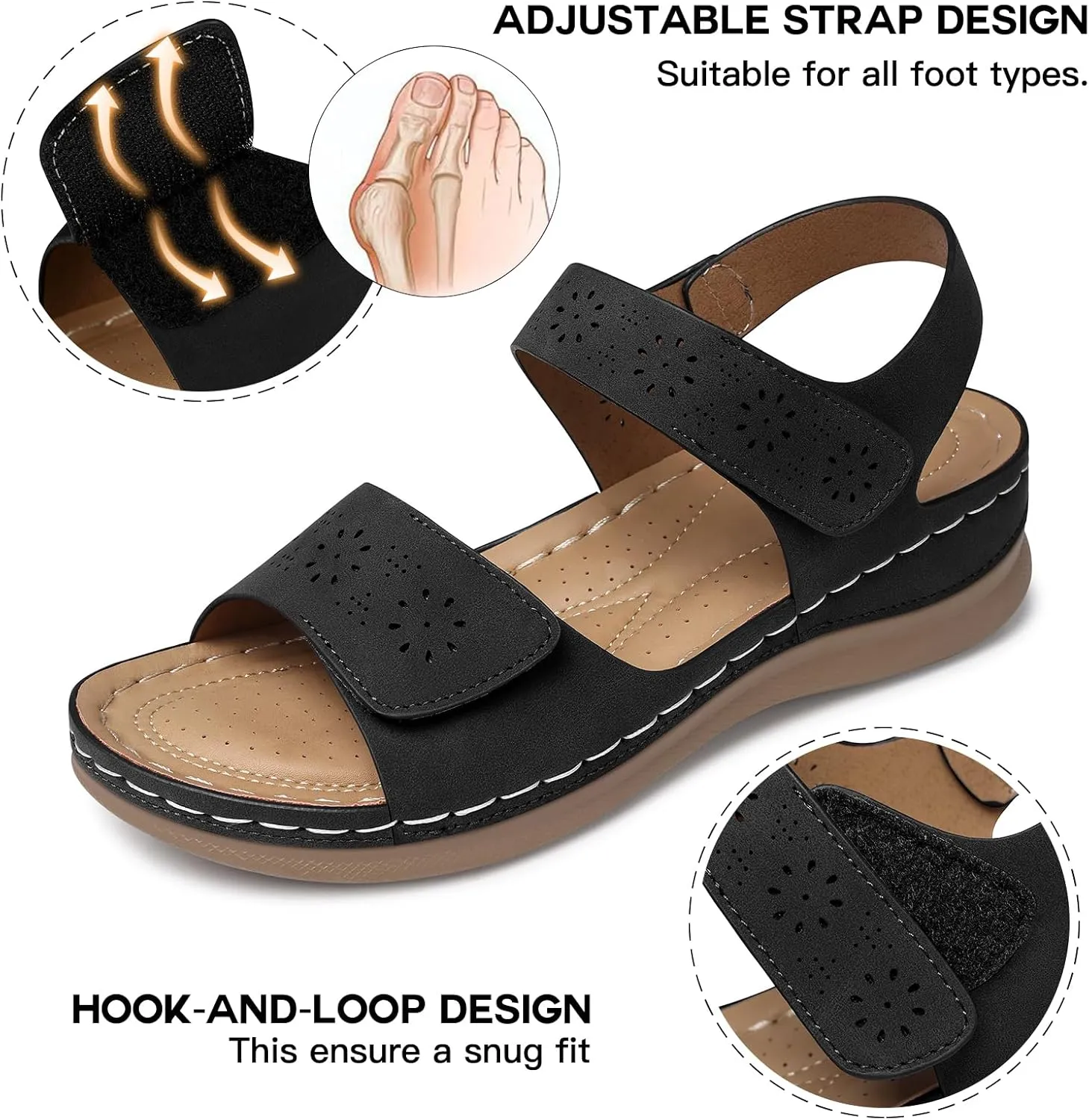 SHIBEVER Flat Sandals for Women Dressy: Comfortable Flats Sandals Women Open Toe Ankle Strap Walking Shoes Summer