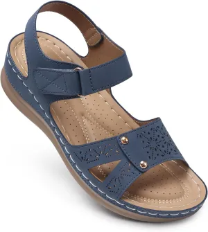 SHIBEVER Flat Sandals for Women Dressy: Comfortable Flats Sandals Women Open Toe Ankle Strap Walking Shoes Summer