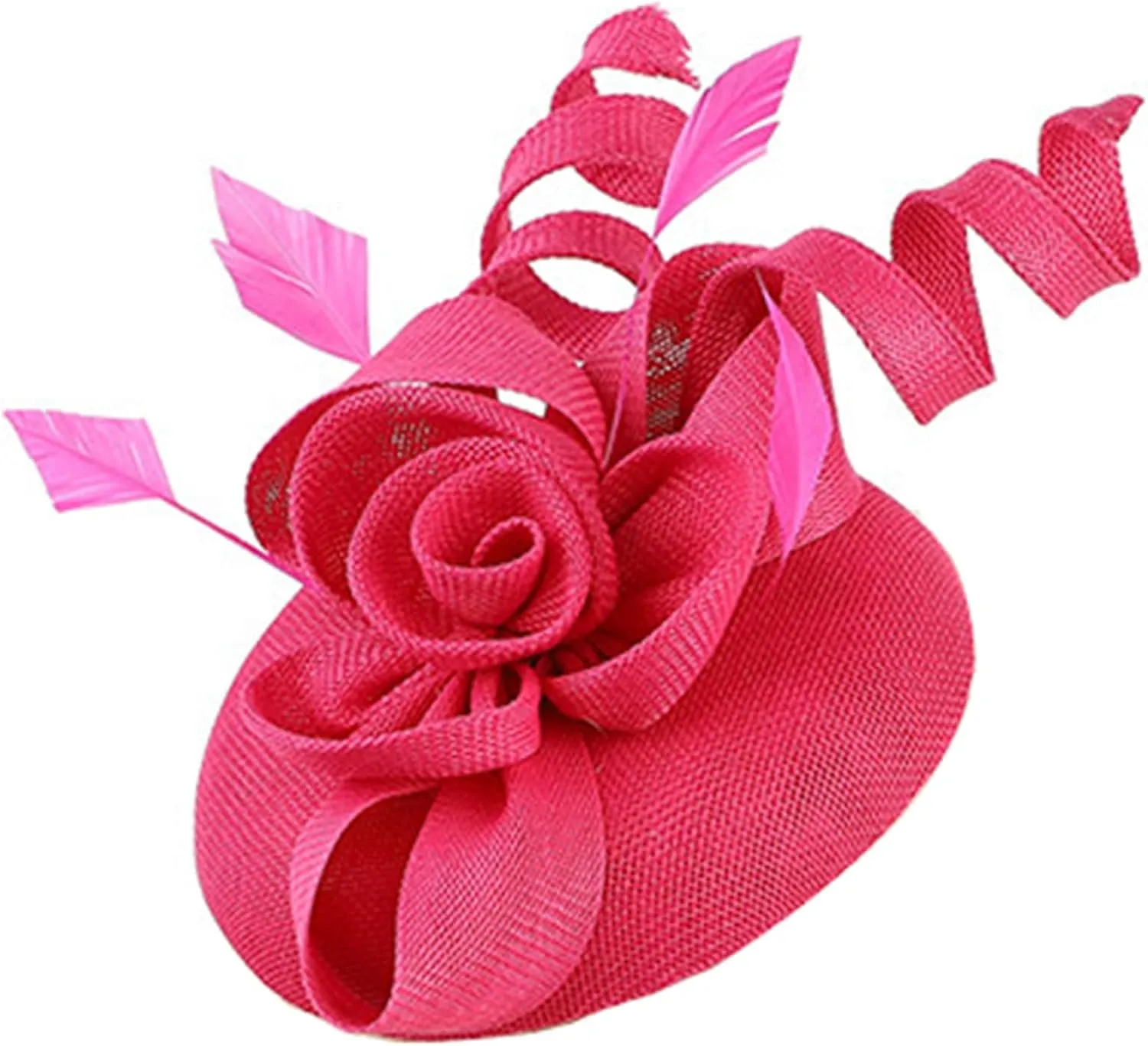 Sinamay Fascinator Hat Floral Feather Pillbox Derby Hats for Women Wedding Tea Party with Headband Clip