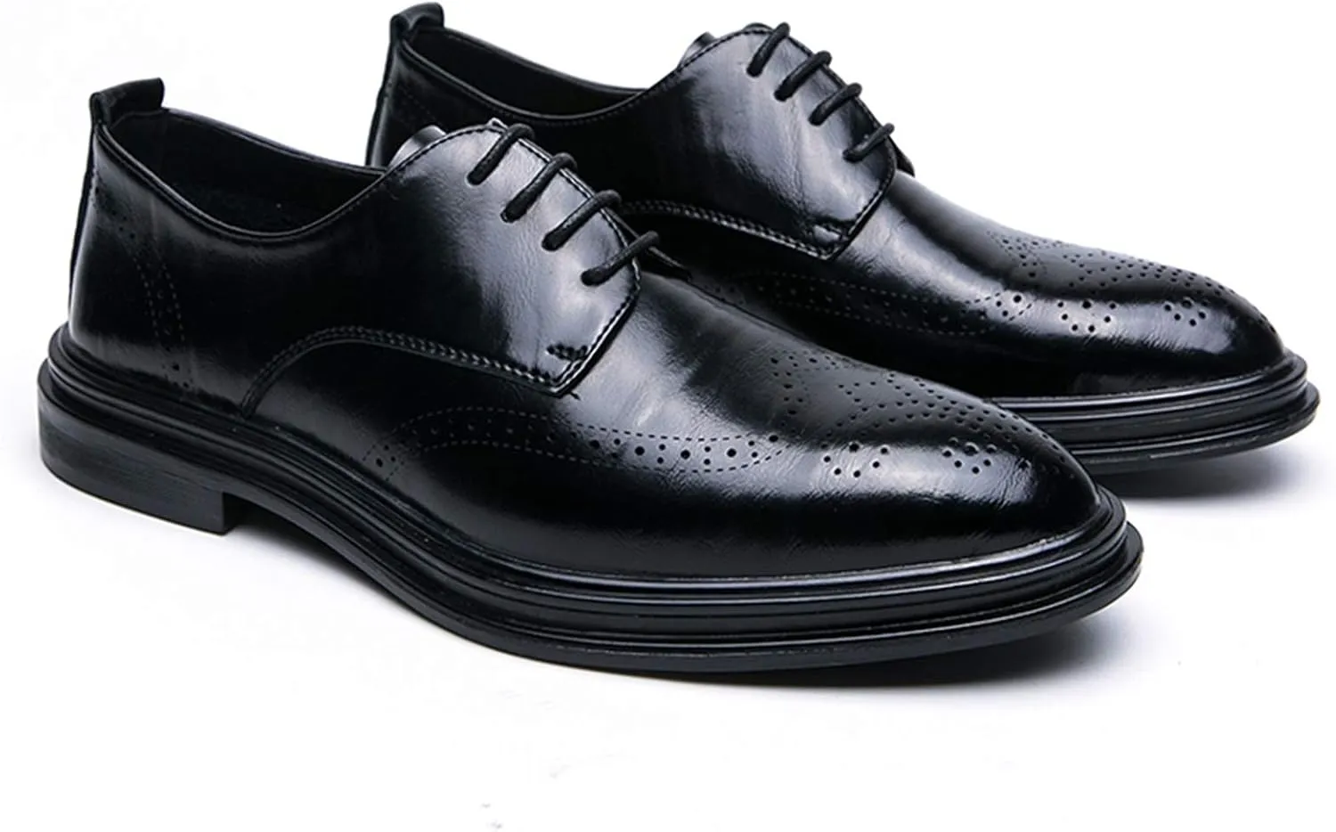 Single Season Dress Oxford for Men Lace Up Wing Tip Brogue Derby Shoes Cowhide Rubber Sole Slip Resistant Anti-Slip Non Slip Low Top Prom Very Popular Among Young People