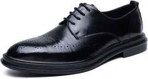 Single Season Dress Oxford for Men Lace Up Wing Tip Brogue Derby Shoes Cowhide Rubber Sole Slip Resistant Anti-Slip Non Slip Low Top Prom Very Popular Among Young People