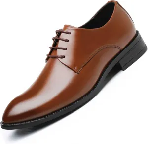 Single Season Formal Oxford Shoes for Men Lace Up Derby Shoes Burnished Toe Vegan Leather Resistant Non Slip Rubber Sole Low Top Anti-Slip Classic Very Popular Among Young People