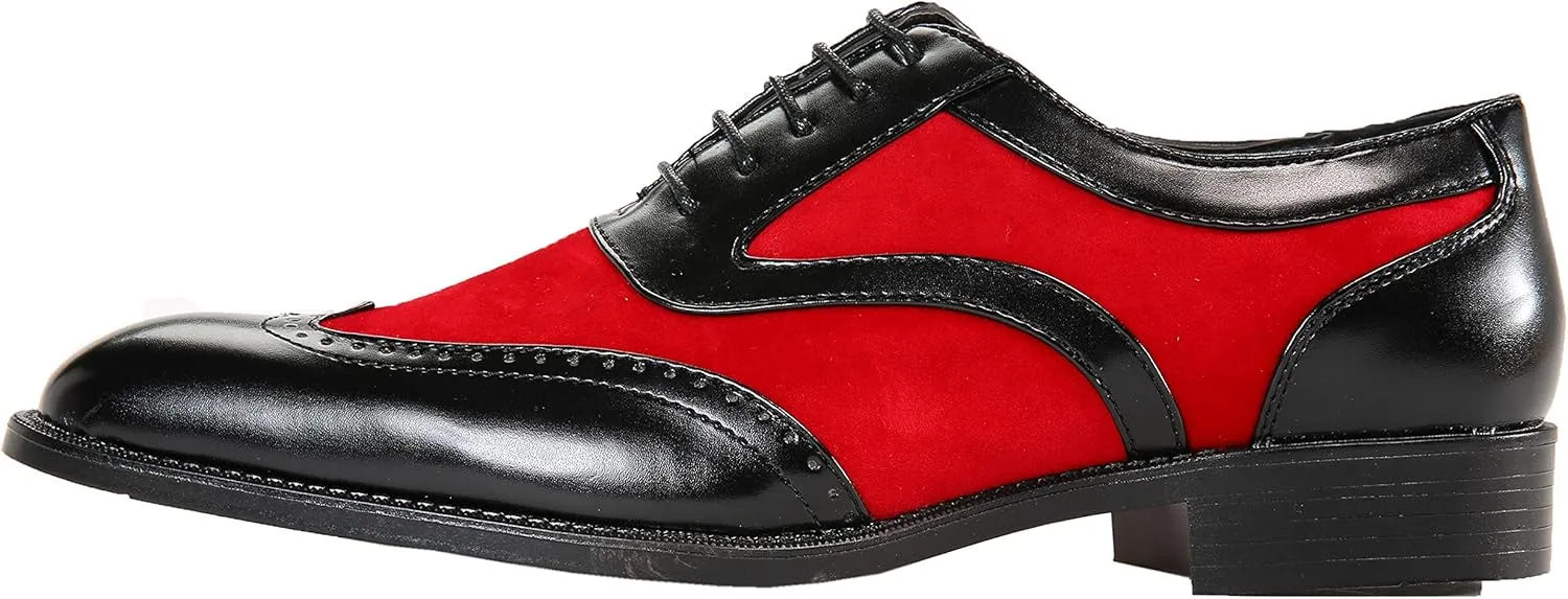 Sio Mens Two-Tone Suede Smooth Wingtip Oxford Dress Shoe: Style Brighton