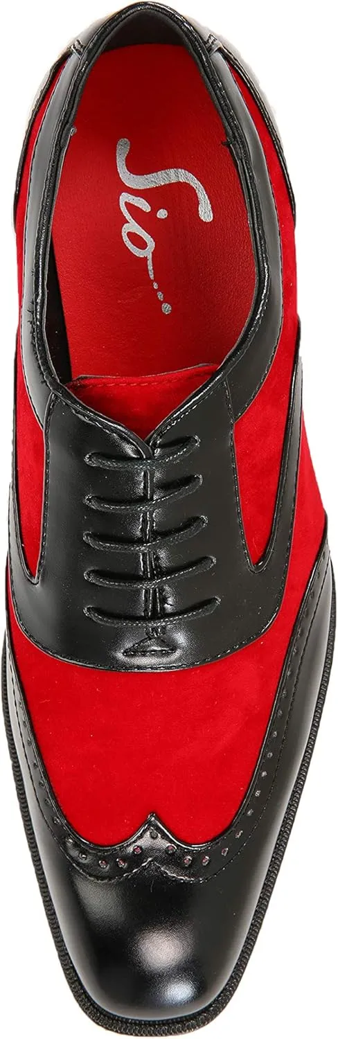 Sio Mens Two-Tone Suede Smooth Wingtip Oxford Dress Shoe: Style Brighton