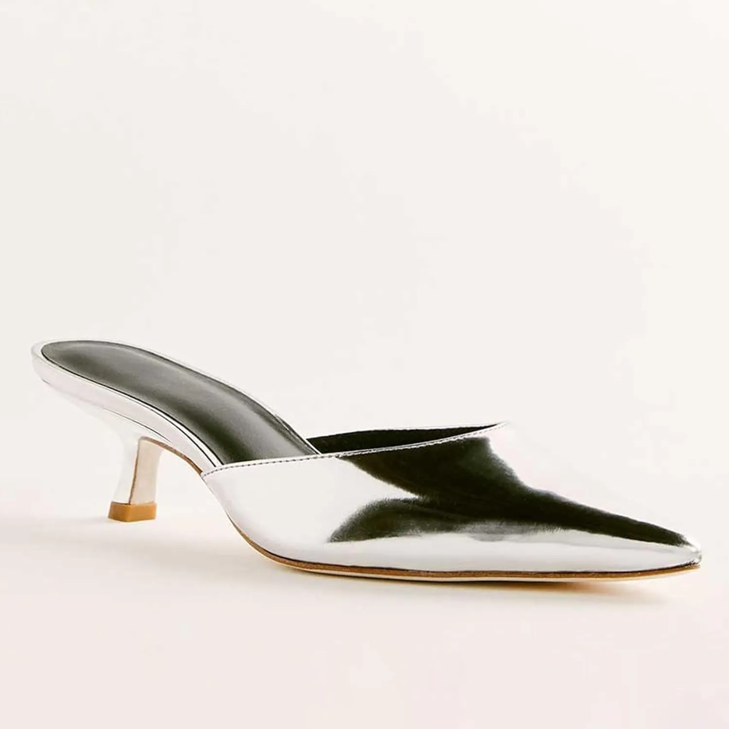 Slippers for Women Women Kitten Heels Mules Closed Pointed Toe Slip on Backless Stiletto Slingback Heels Dress Pumps Shoes