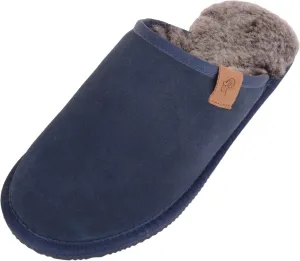 SNUGRUGS Mens Genuine Sheepskin Open Back Winter Mule Slipper with EVA Sole