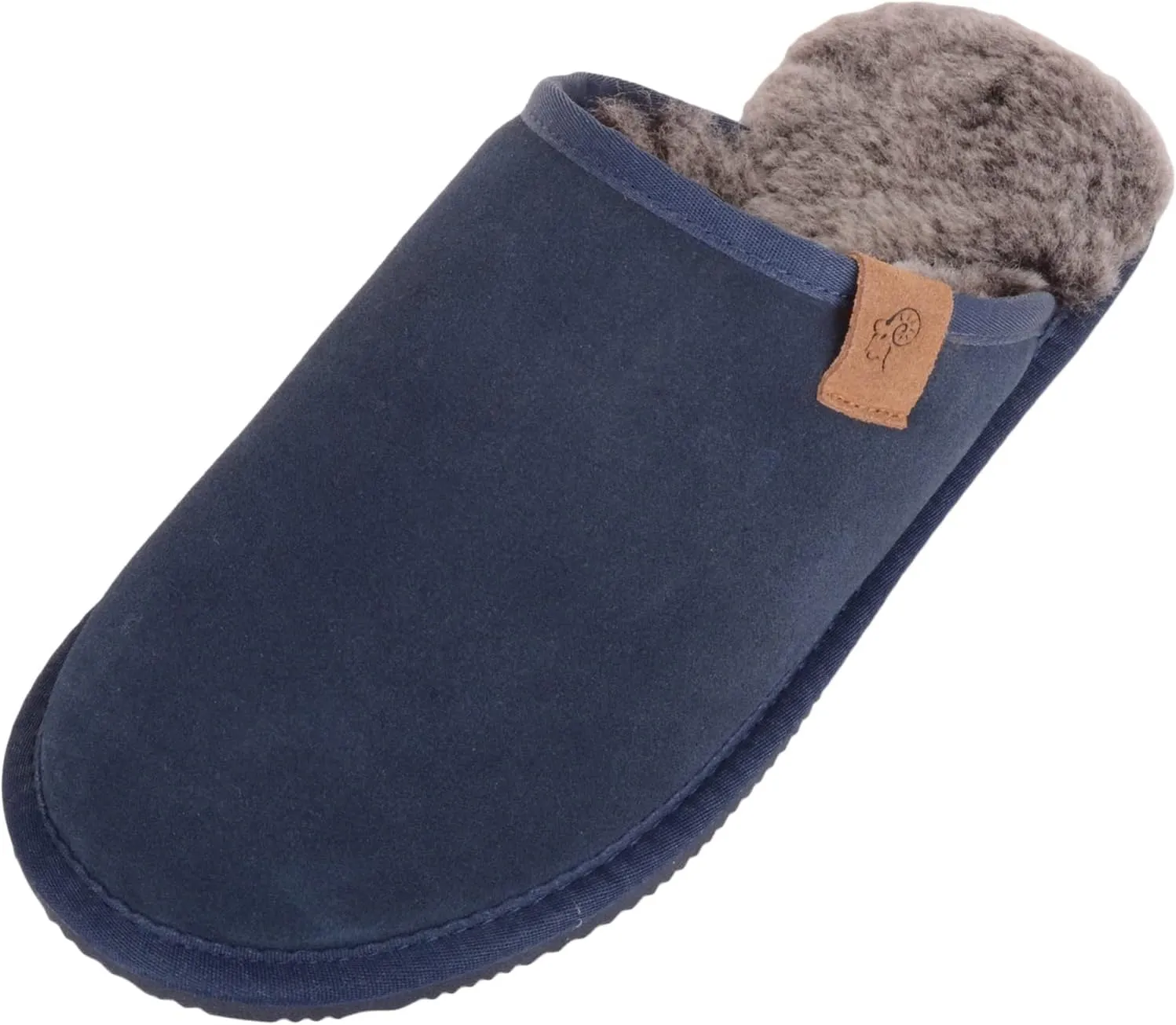 SNUGRUGS Mens Genuine Sheepskin Open Back Winter Mule Slipper with EVA Sole