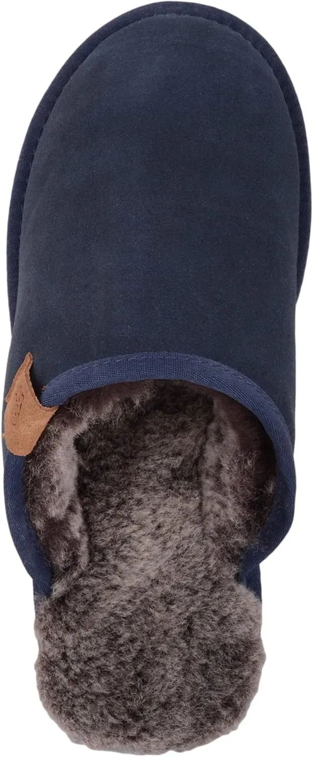 SNUGRUGS Mens Genuine Sheepskin Open Back Winter Mule Slipper with EVA Sole