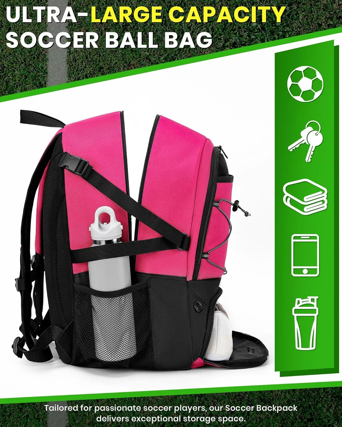 Soccer Backpack with Ball Holder &Soccer bag With Shoe Compartment, Water-Resistant Sports Bag for Soccer, Basketball, Football, Volleyball
