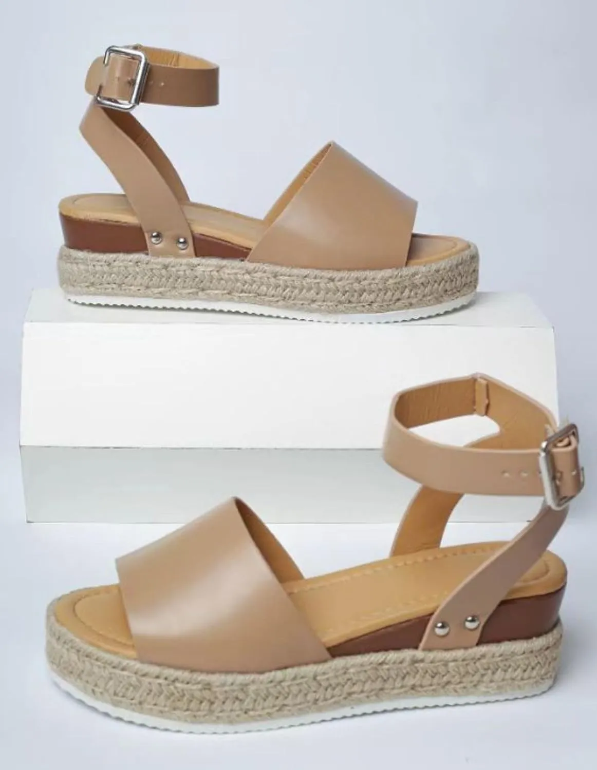 Soda Topic Open Toe Buckle Ankle Strap Espadrilles Flatform Wedge Casual Sandal Summer Comfortable Sandals
