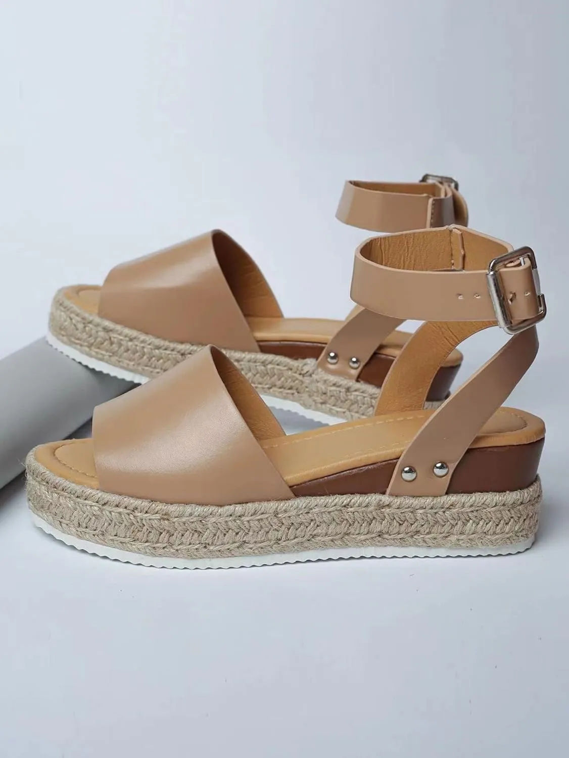 Soda Topic Open Toe Buckle Ankle Strap Espadrilles Flatform Wedge Casual Sandal Summer Comfortable Sandals