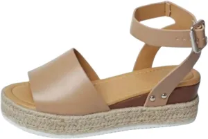 Soda Topic Open Toe Buckle Ankle Strap Espadrilles Flatform Wedge Casual Sandal Summer Comfortable Sandals