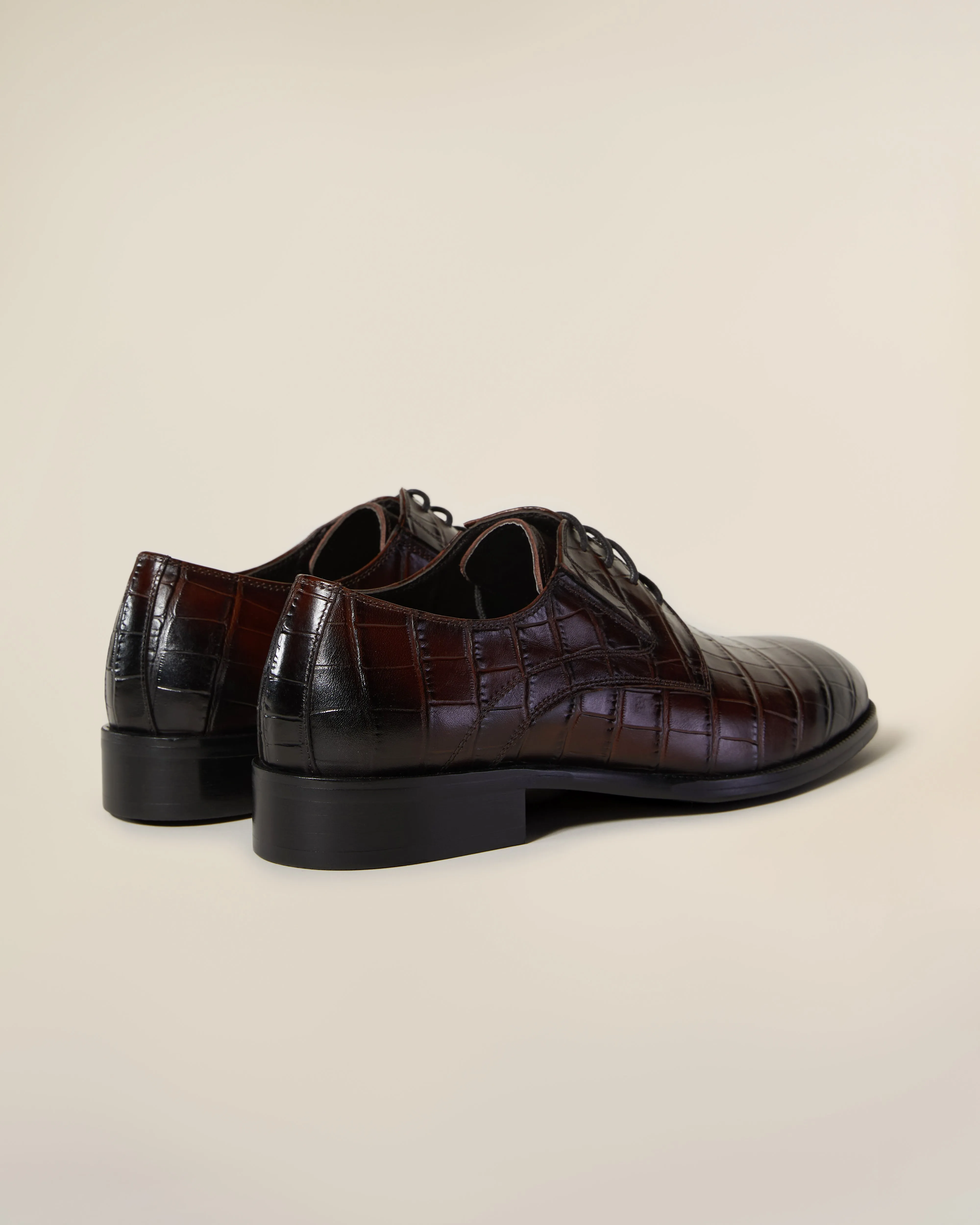 Solid Tone Croco Derby Shoes