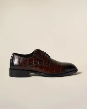 Solid Tone Croco Derby Shoes