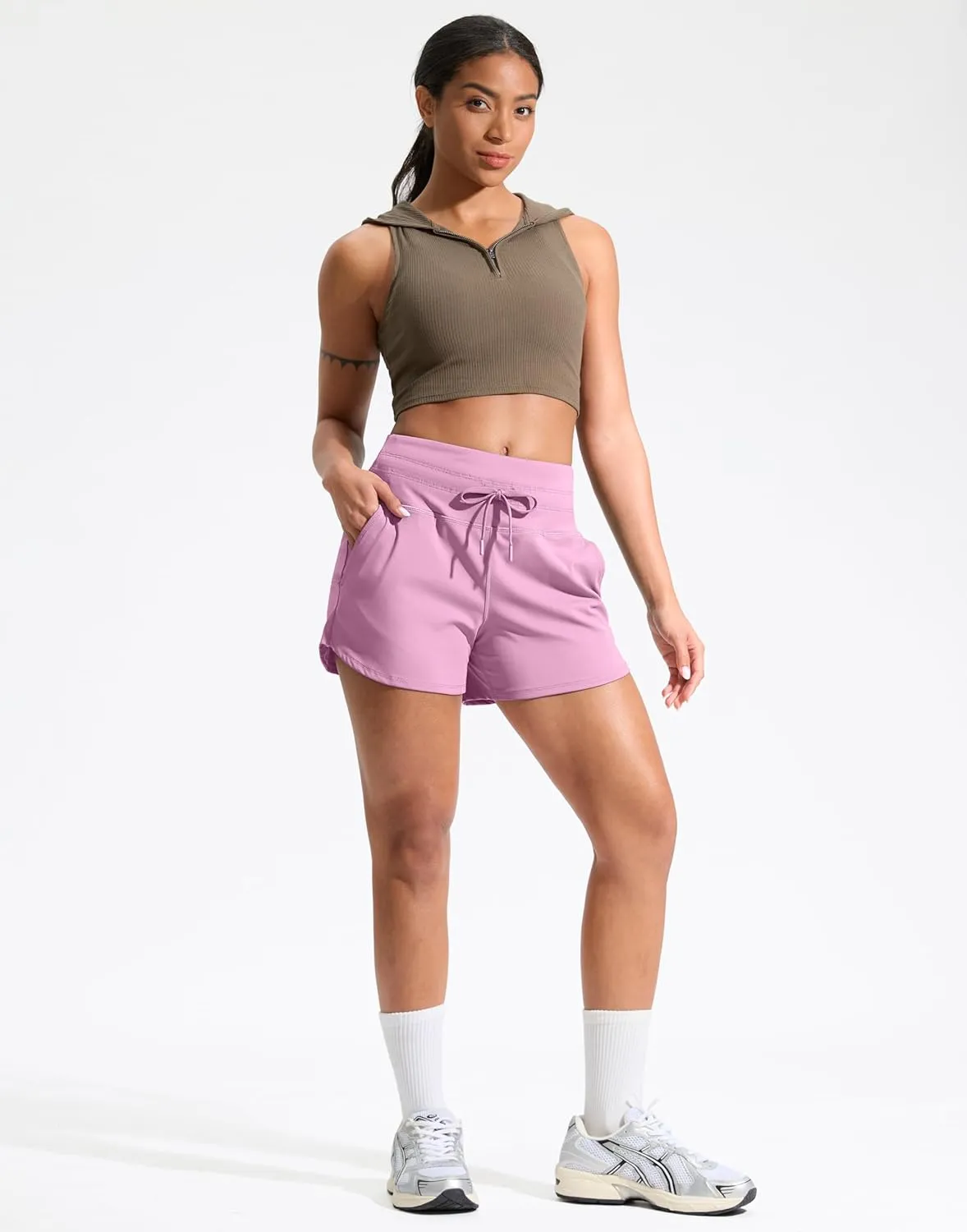 Soothfeel Women's Athletic Running Shorts with Pockets 3.5" Quick Dry High Waisted Workout Active Gym Shorts for Women