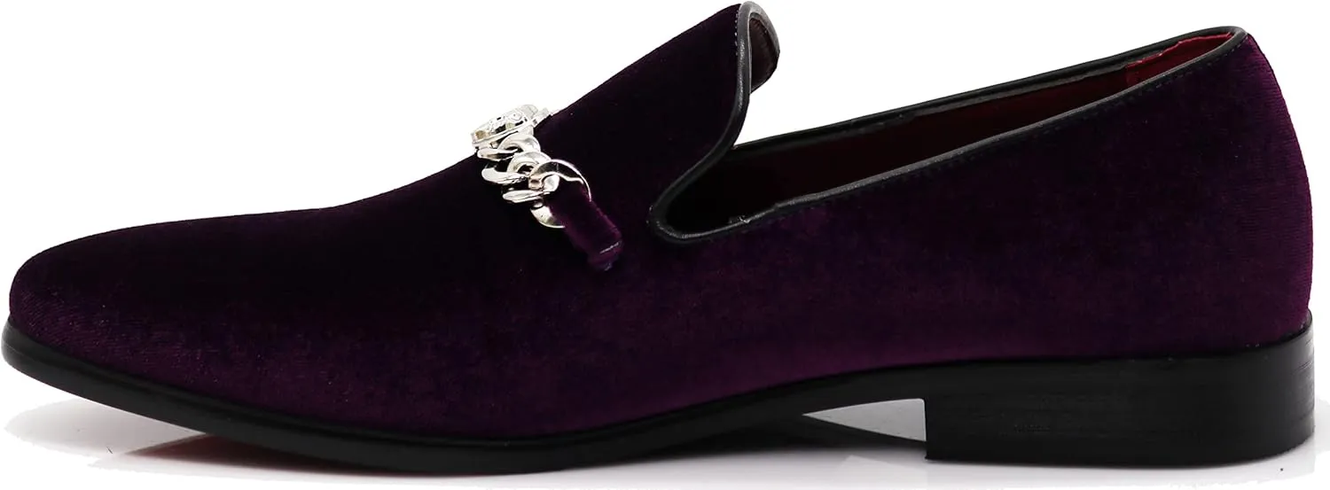 SP34 Men's Vintage Fashion Chain Buckle Dress Loafers Slip On Shoes Tuxedo Dress Shoes