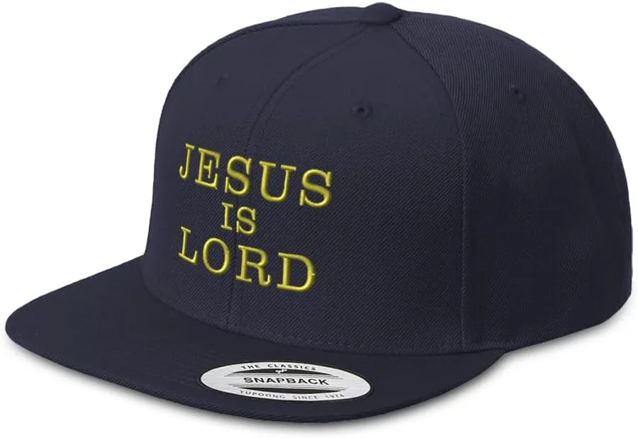 Speedy Pros Snapback Hat for Men Flat Brim Hats Jesus is Lord God Christ Christian Religious Embroidered Flat Bill Hat