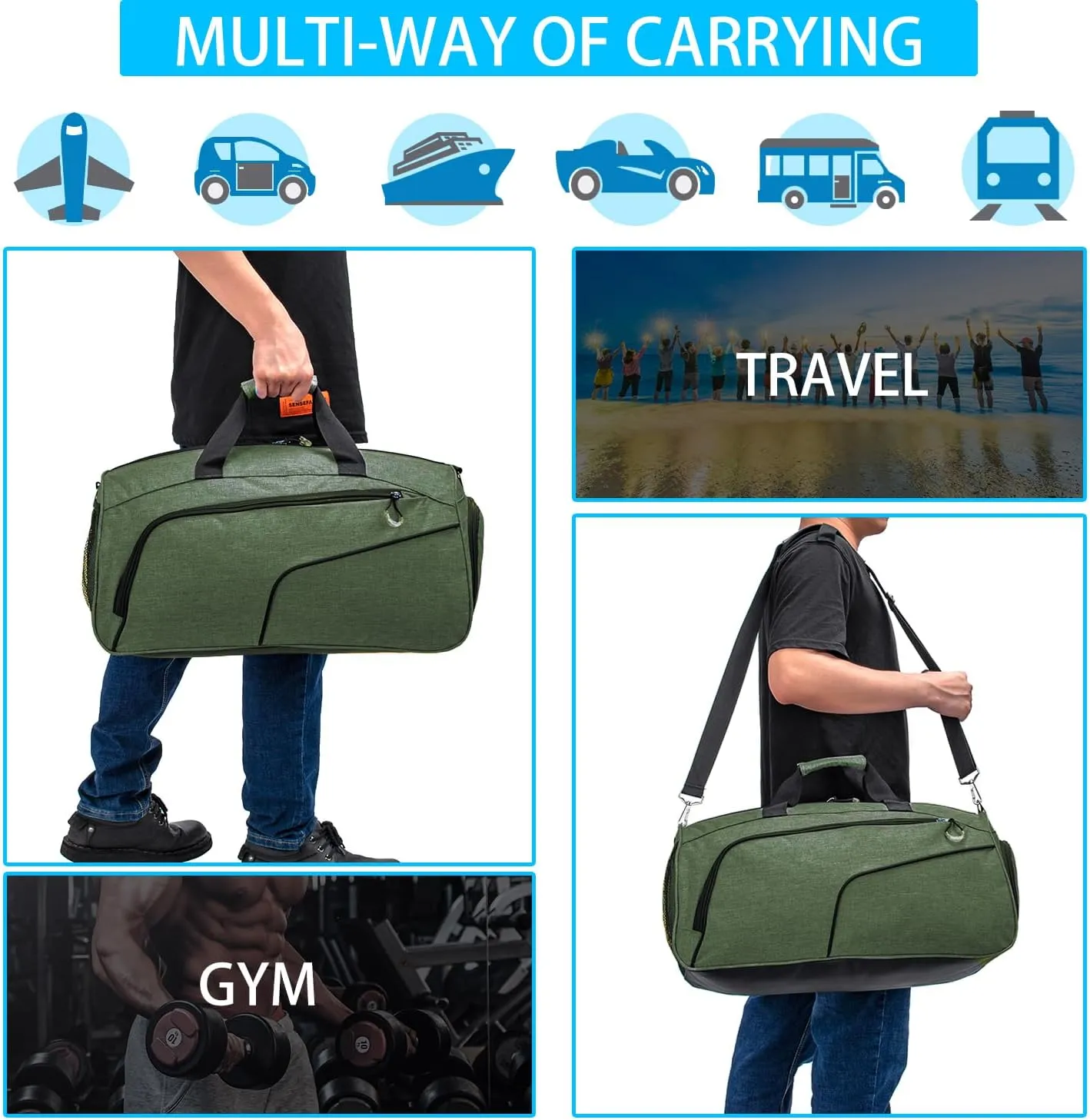 Sports Small Gym Bag for Men and Women Travel Duffel Bag Workout Bag with Shoes Compartment
