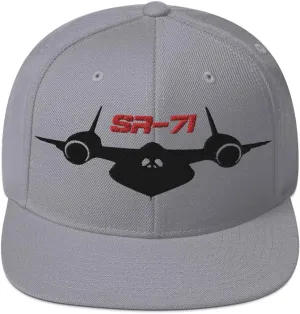 SR-71 Blackbird Spy Plane Front View Silhouette Military Aviation Art Pilots Aircraft Enthusiasts Embroidered Snapback Hat