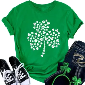St Patricks Day Shirt Women Shamrock Graphic Tees St Patty's Lucky T-Shirt Green Irish Tops