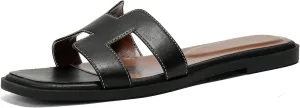 Stratuxx Kaze Womens Flat Sandals Flat Slide Sandals White,Black, Brown,Metallic Flat Sandals Leopard