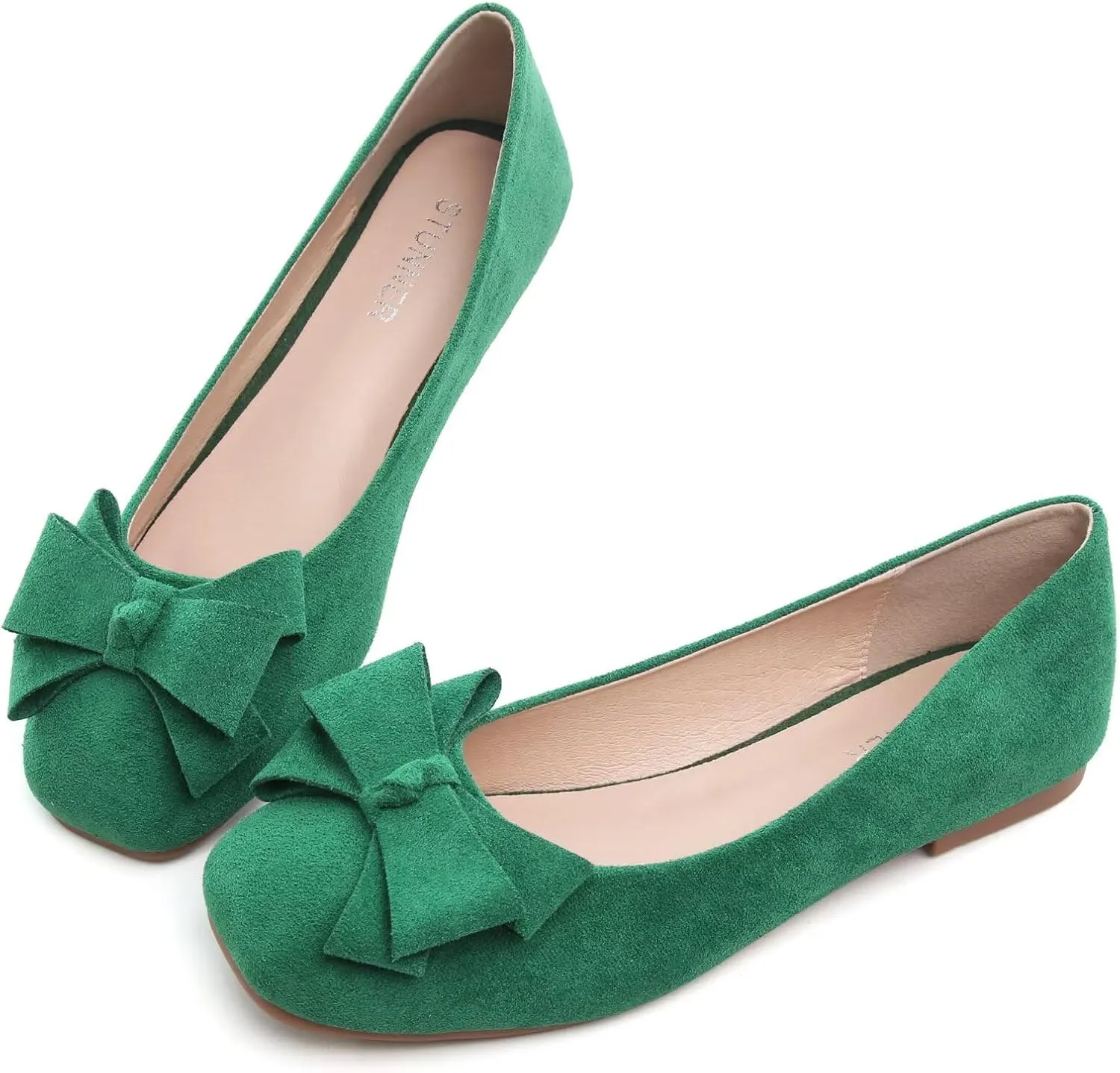 Stunner Women's Casual Flats Square Toe Bowknot Ballet Flats Comfortable Slip On Wedding Dress Shoes