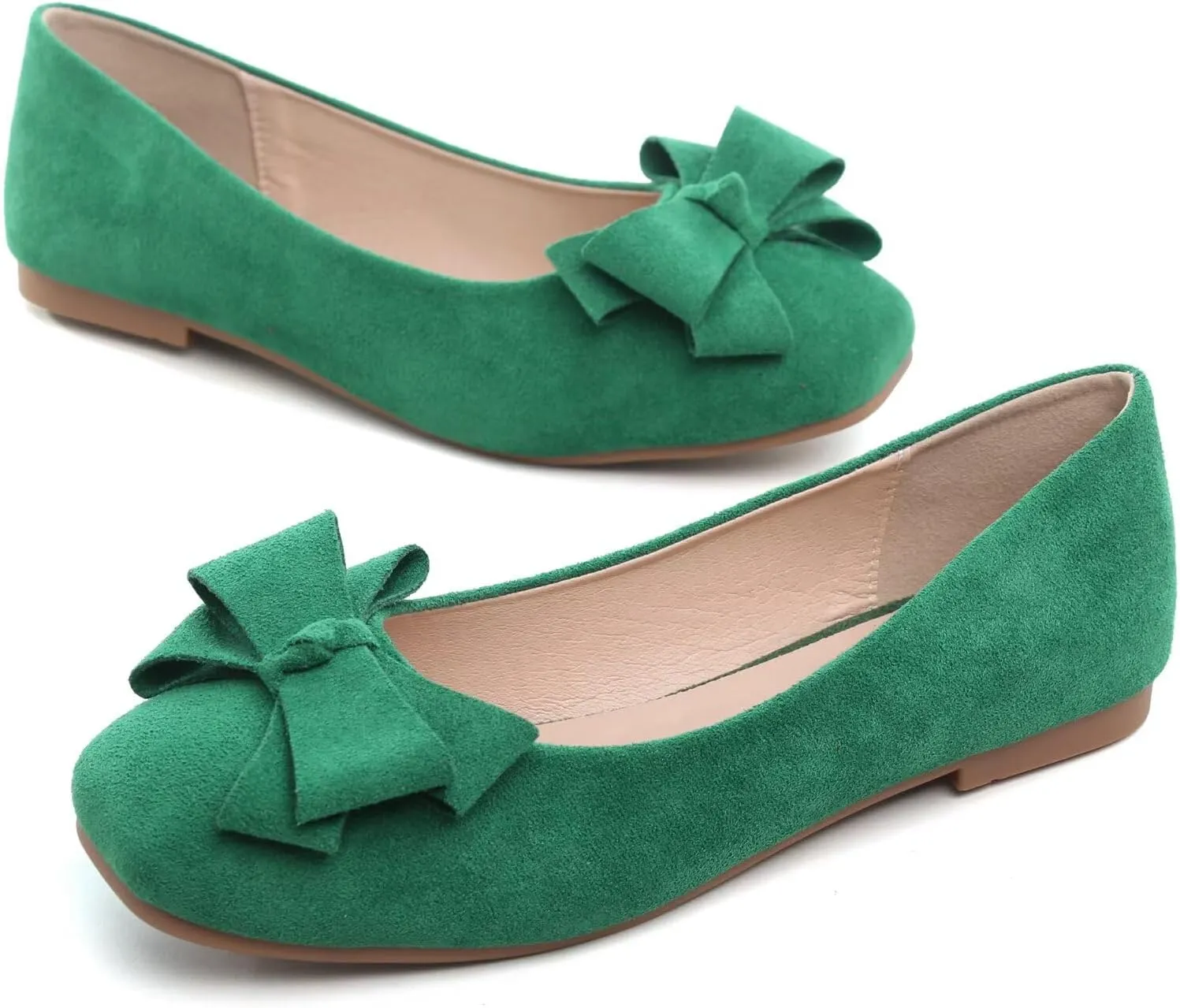 Stunner Women's Casual Flats Square Toe Bowknot Ballet Flats Comfortable Slip On Wedding Dress Shoes