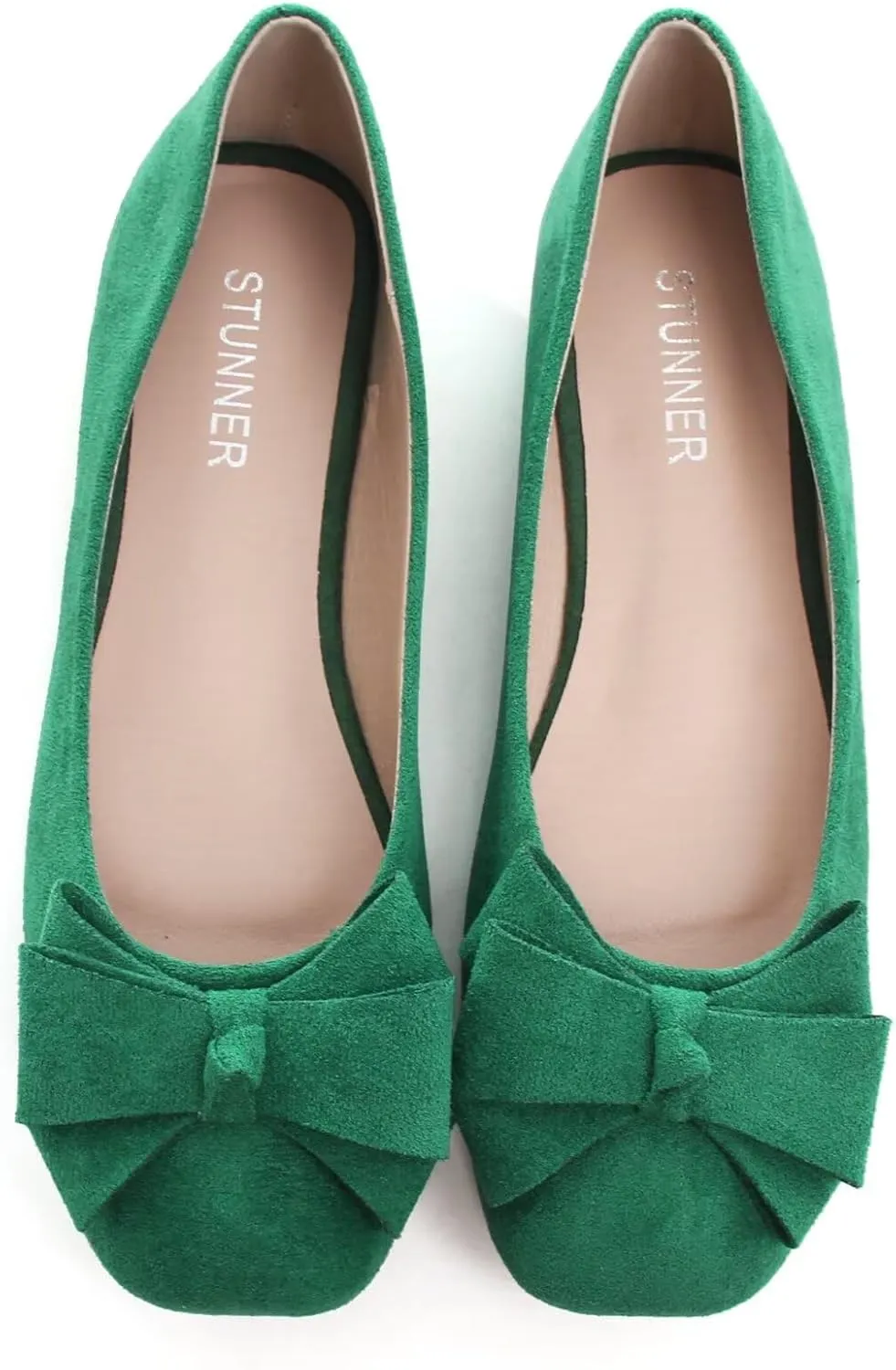 Stunner Women's Casual Flats Square Toe Bowknot Ballet Flats Comfortable Slip On Wedding Dress Shoes