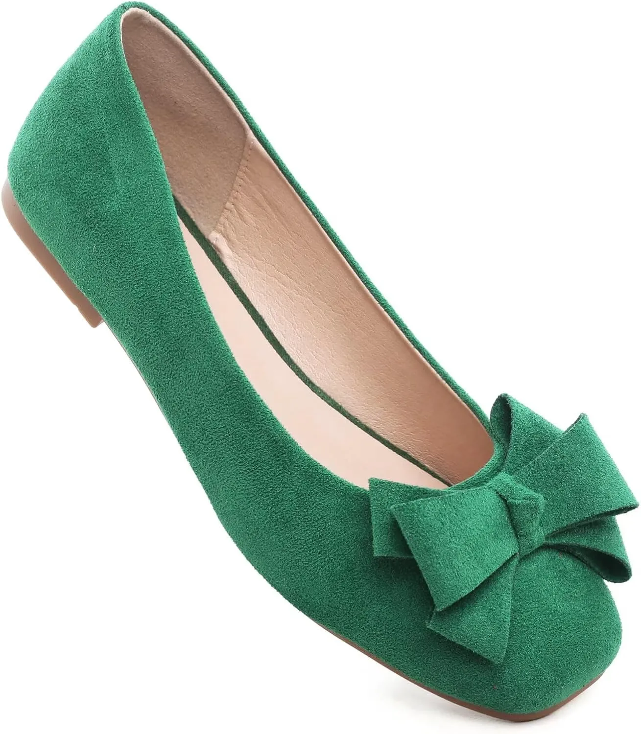 Stunner Women's Casual Flats Square Toe Bowknot Ballet Flats Comfortable Slip On Wedding Dress Shoes