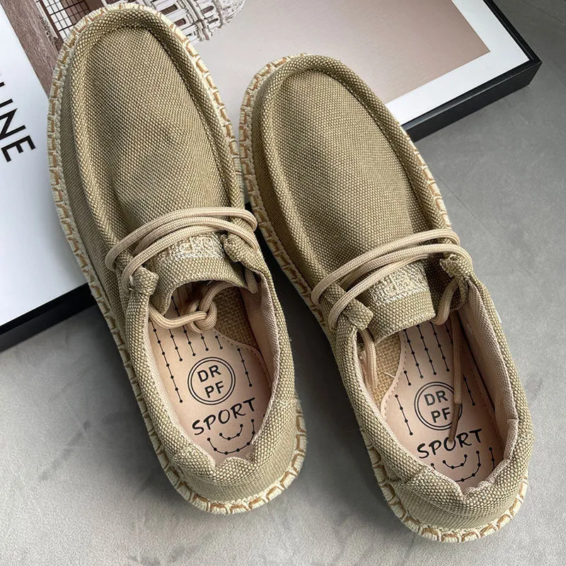 Summer Men's Flat Linen Fisherman Shoes