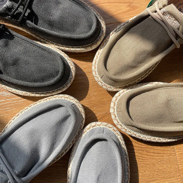 Summer Men's Flat Linen Fisherman Shoes