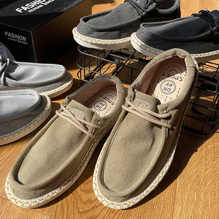 Summer Men's Flat Linen Fisherman Shoes