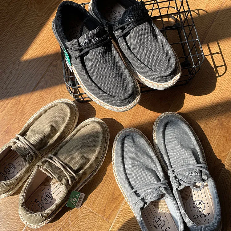 Summer Men's Flat Linen Fisherman Shoes