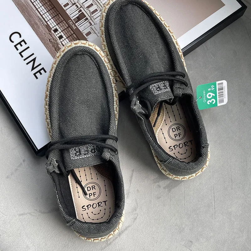 Summer Men's Flat Linen Fisherman Shoes