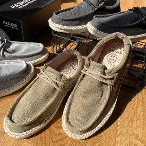Summer Men's Flat Linen Fisherman Shoes