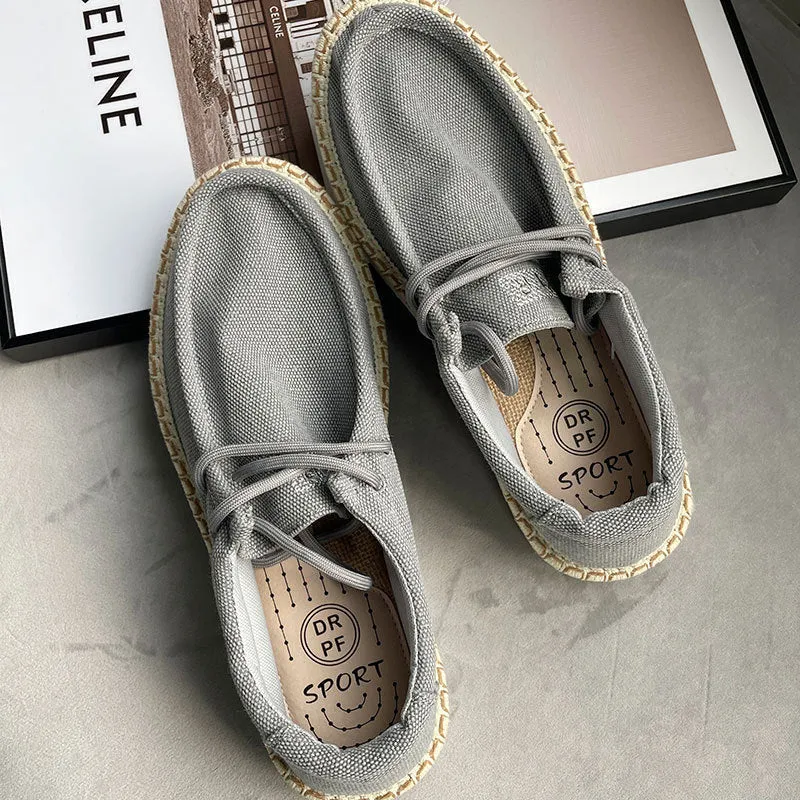 Summer Men's Flat Linen Fisherman Shoes